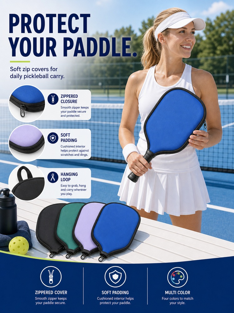 Multi-Color Pickleball Paddle Cover - Lifestyle use