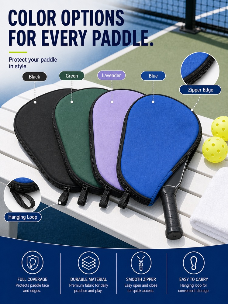 Multi-Color Pickleball Paddle Cover - Feature overview