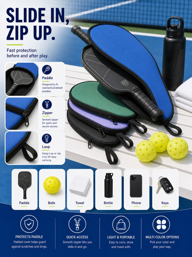 Multi-Color Pickleball Paddle Cover - Capacity layout