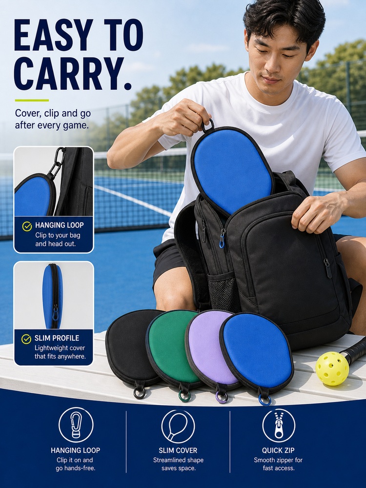 Multi-Color Pickleball Paddle Cover - Comfort/use view