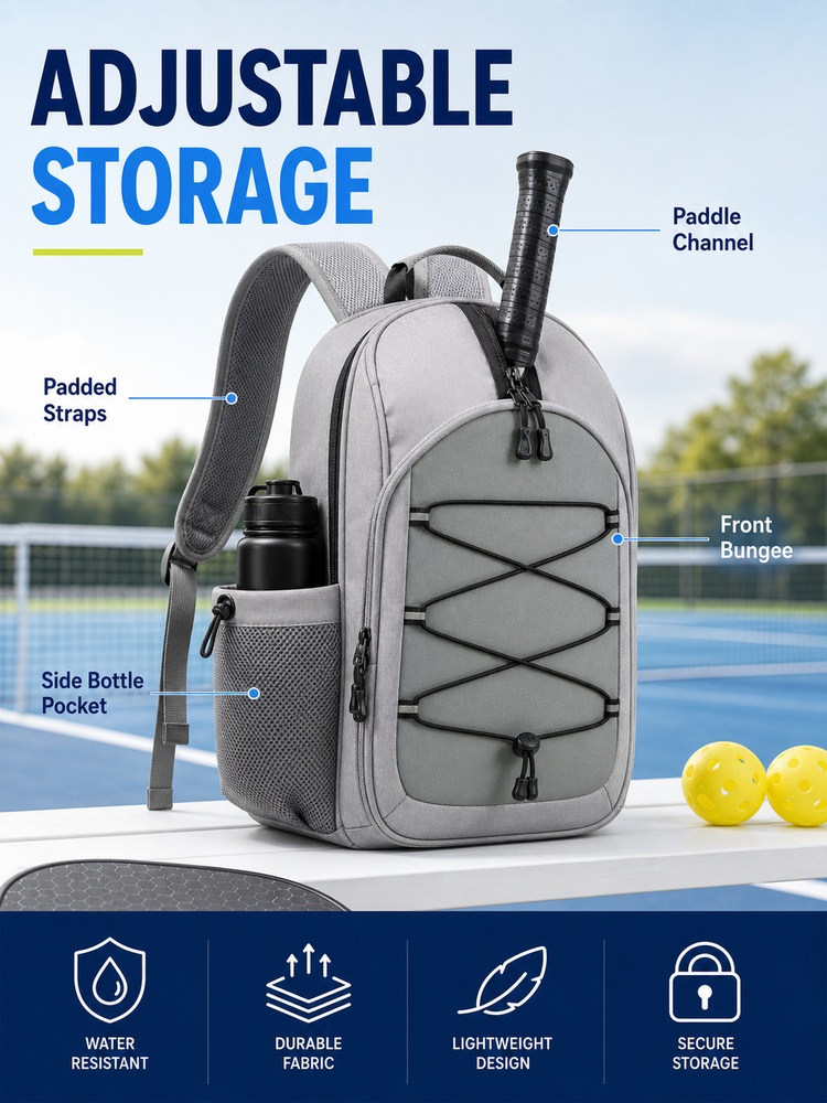 Adjustable Pickleball Racket Backpack - Feature overview