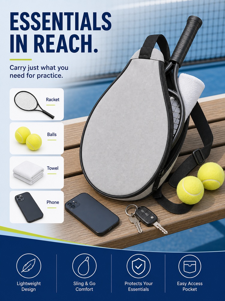 Lightweight Sling Racket Bag - Capacity layout