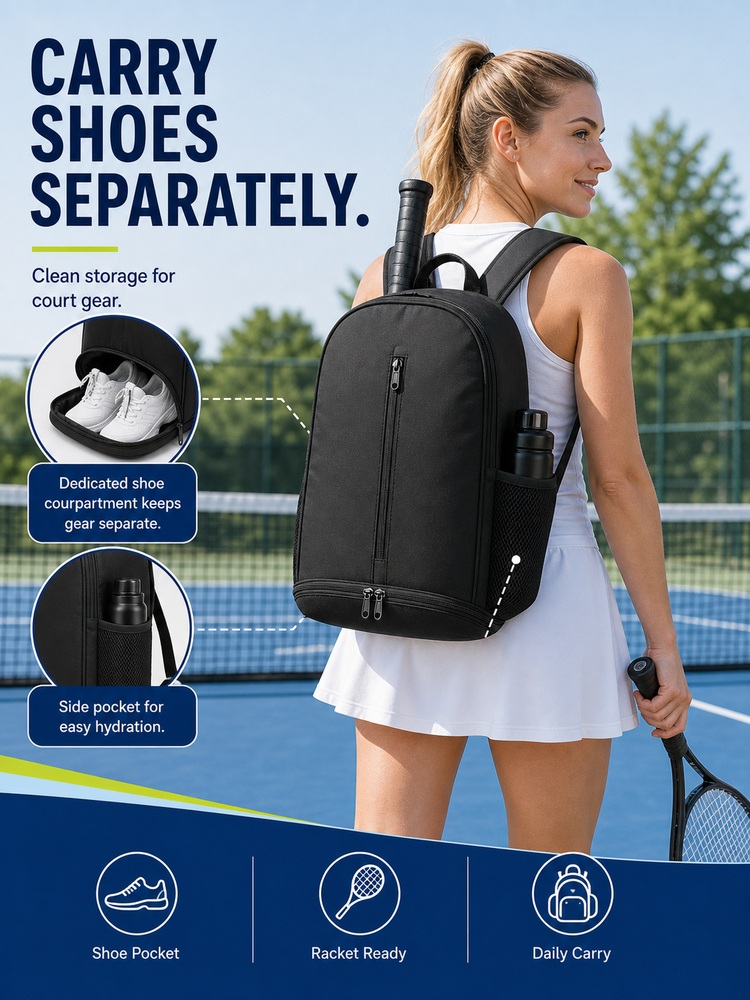Shoe Compartment Tennis Backpack - Lifestyle use