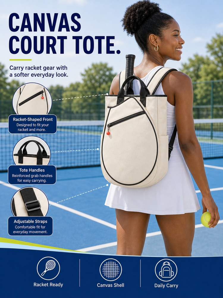 Canvas Racket Tote Backpack - Lifestyle use