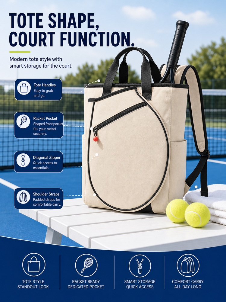 Canvas Racket Tote Backpack - Feature overview