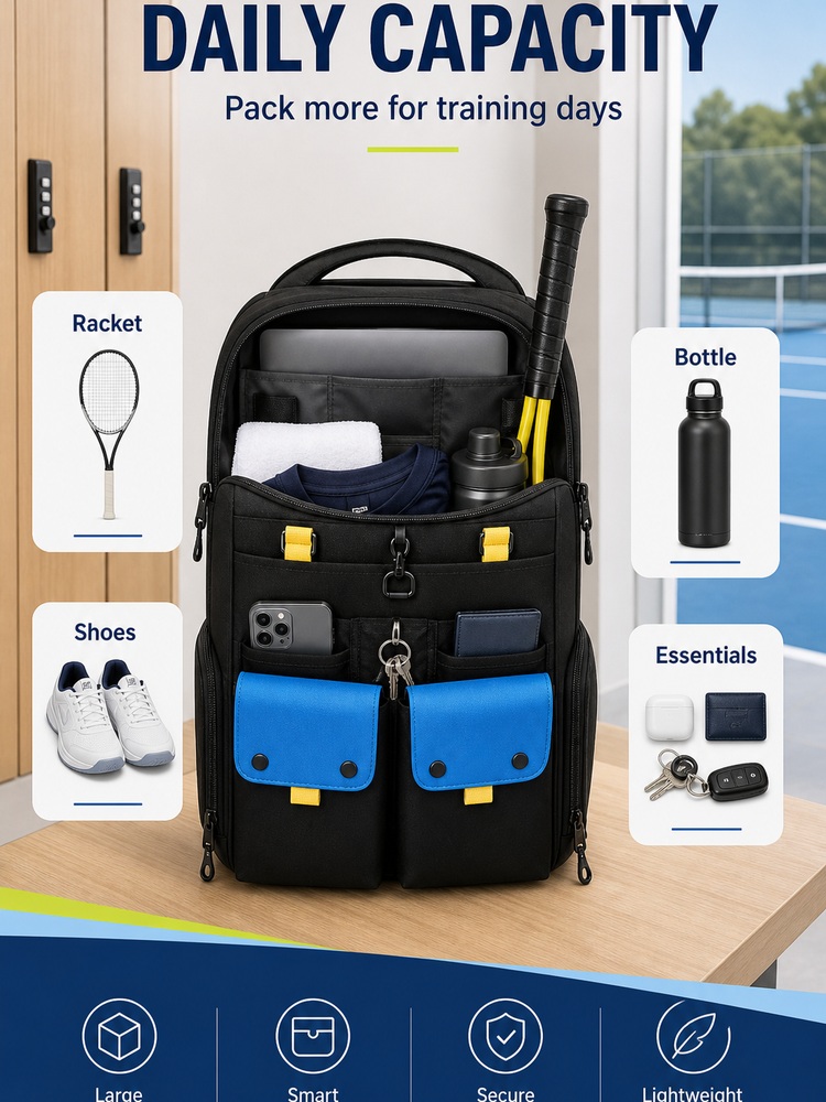 Commuter Racket Backpack - Capacity layout