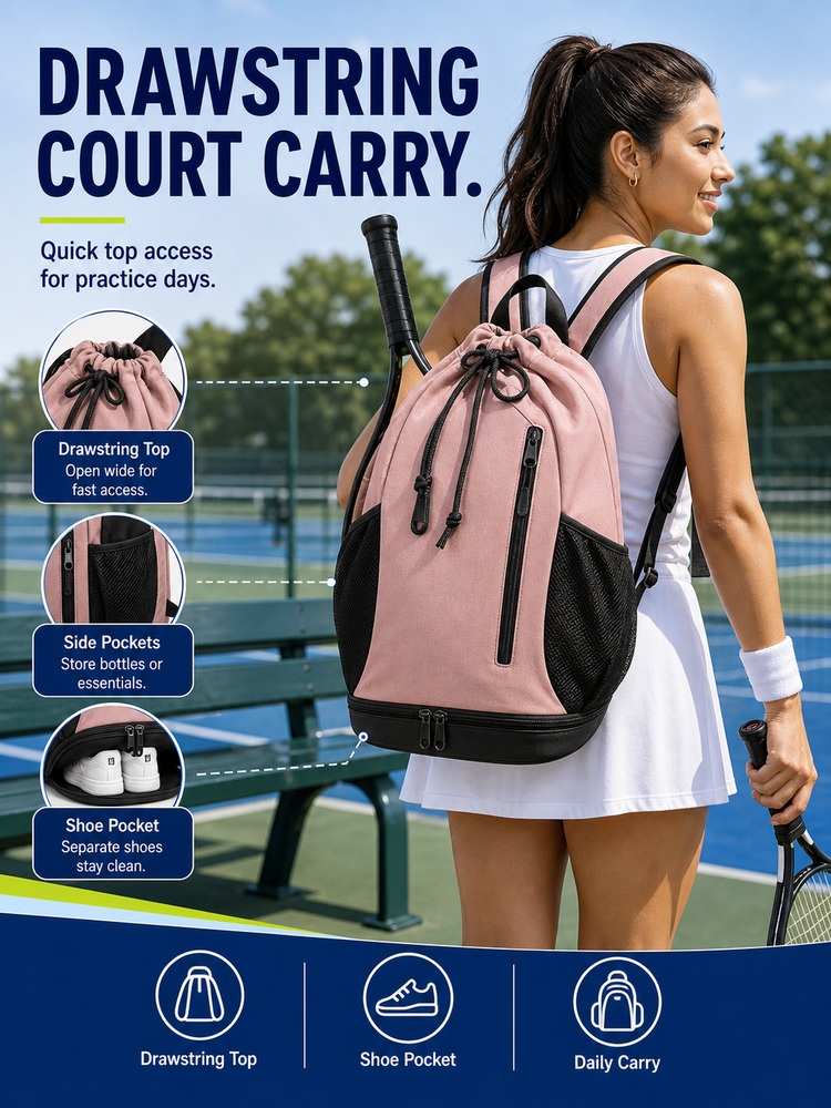 Drawstring Shoe Compartment Backpack - Lifestyle use