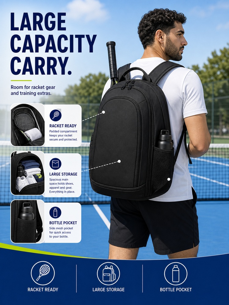 Large Capacity Tennis Sports Backpack - Lifestyle use