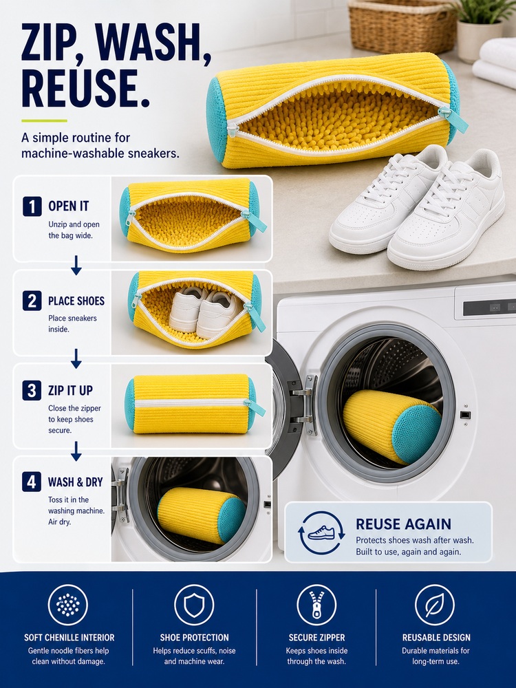 Reusable Shoe Washing Protector Bag - Capacity layout