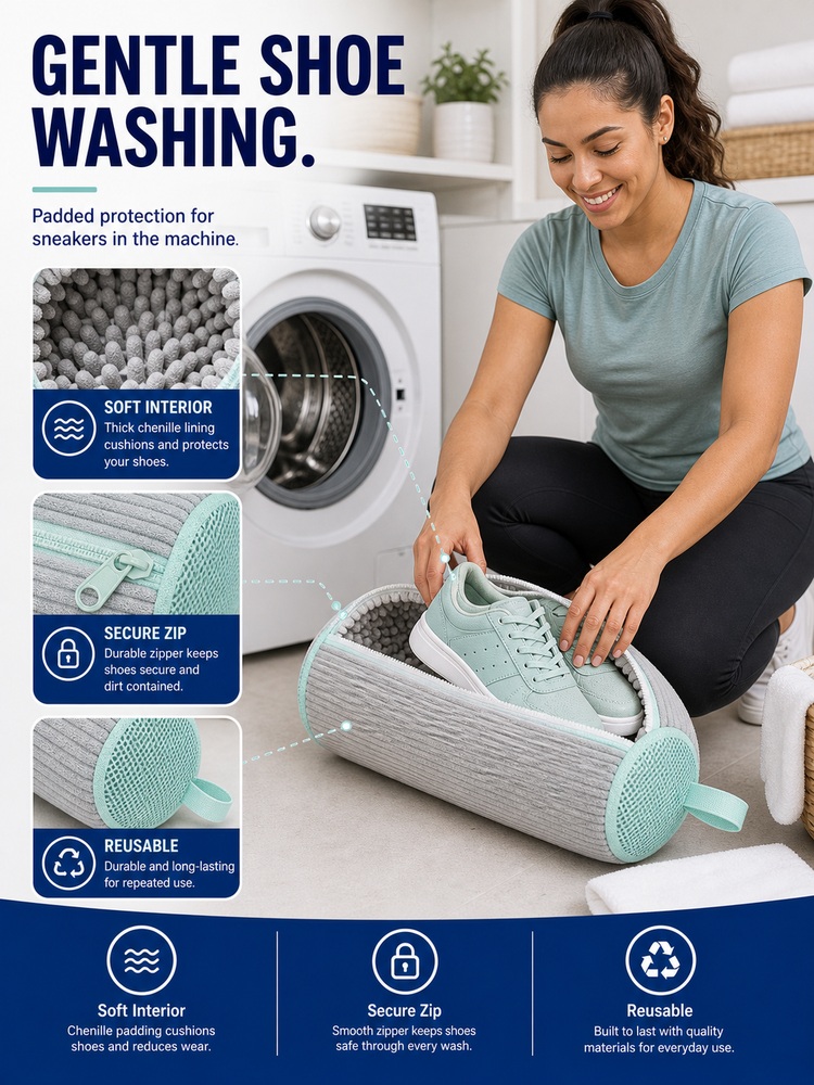 Gray Padded Sneaker Washing Bag - Lifestyle use